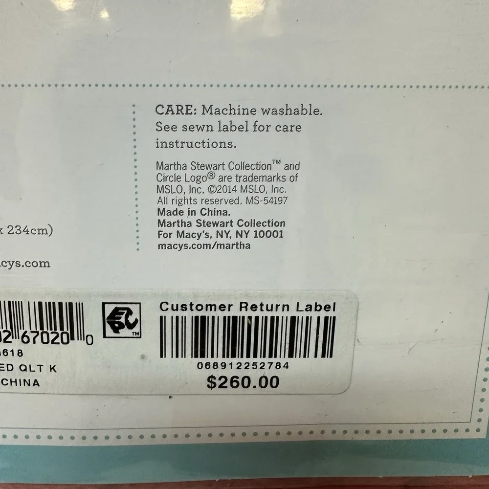 Martha Stewart Diamond Plush Quilt King Bedspread & 2 Standard Shams Red NEW